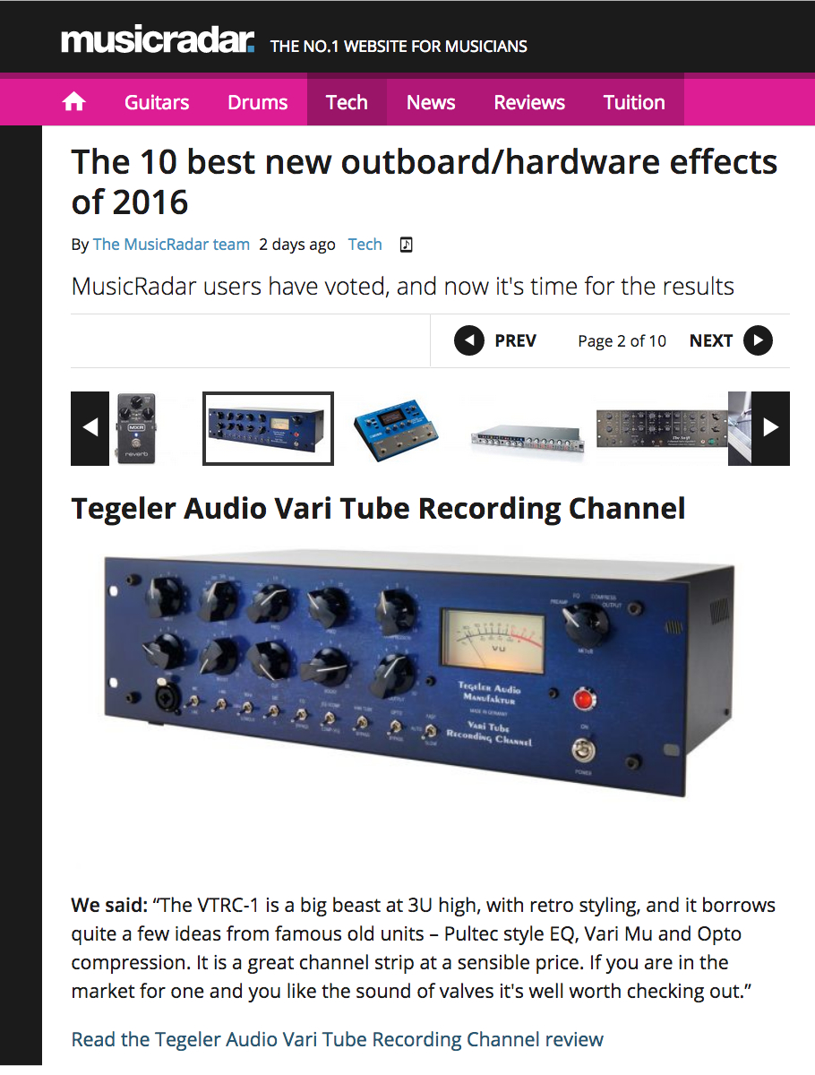 Musicradar: The 10 best new outboard/hardware effects of 2016