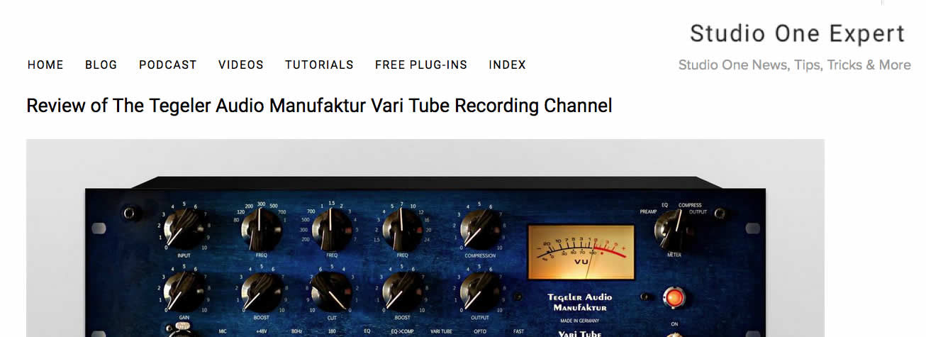 Studio One Expert - Review of The Tegeler Audio Manufaktur Vari Tube Recording Channel